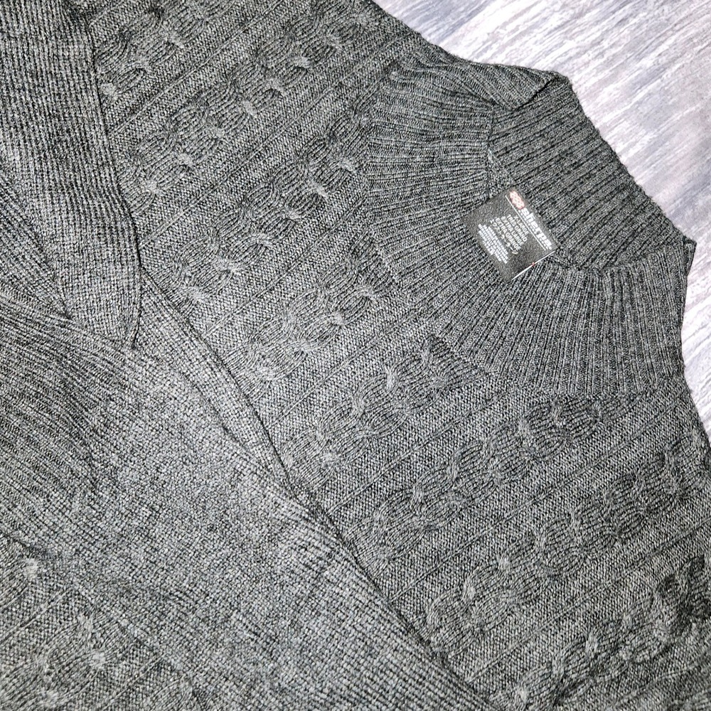 Sherpa Adventure Gear Sweater‎ Cable Knit Mock Neck Gray Womens Extra Large XL